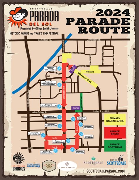 prada de sol|Parade Route Map & Parking – Scottsdale Parada Del .